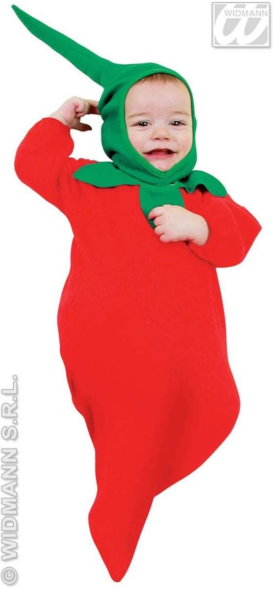 Natuur Groente & Fruit Kostuum | Grappige Hete Rode Peper, Baby Kostuum | Maat 90 | Carnaval kostuum | Verkleedkleding